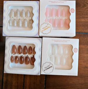 Celebritips Salon U-ltimate Press-On Nails 4-Set Pink & Brown NWT